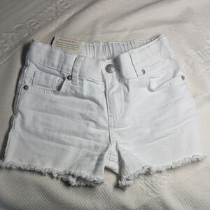 Cat & Jack White Jean Shorts. Size 8 Adjustable Waist Cotton Blend Frayed Edge
